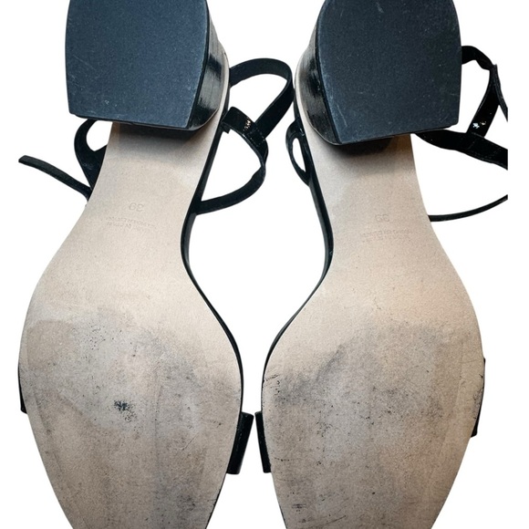 ✨Free People Black Patent Leather Block Heel Sandals – Size 39 (Made in Spain)✨ - Picture 3 of 5